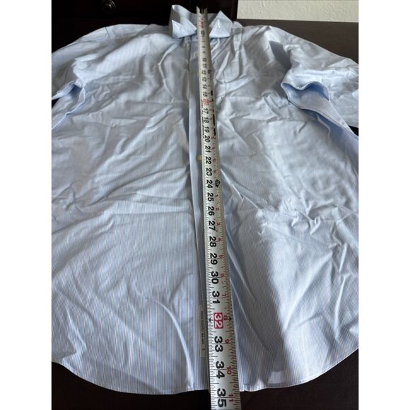 Brooks Brothers Mens 17.5/35 Classic Fit Non-Iron Blue Stripe Cotton Shirt - Picture 5 of 8